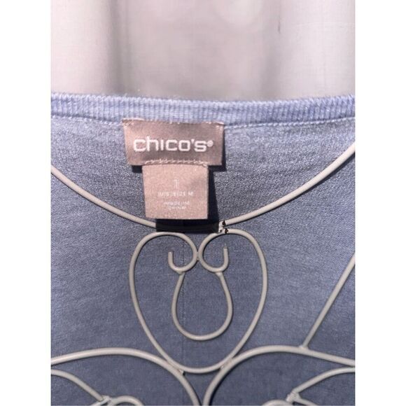 Beautiful Chico’s Women's soft blue sweater Top Knit Pullover blouse size 1 (US - Picture 5 of 6